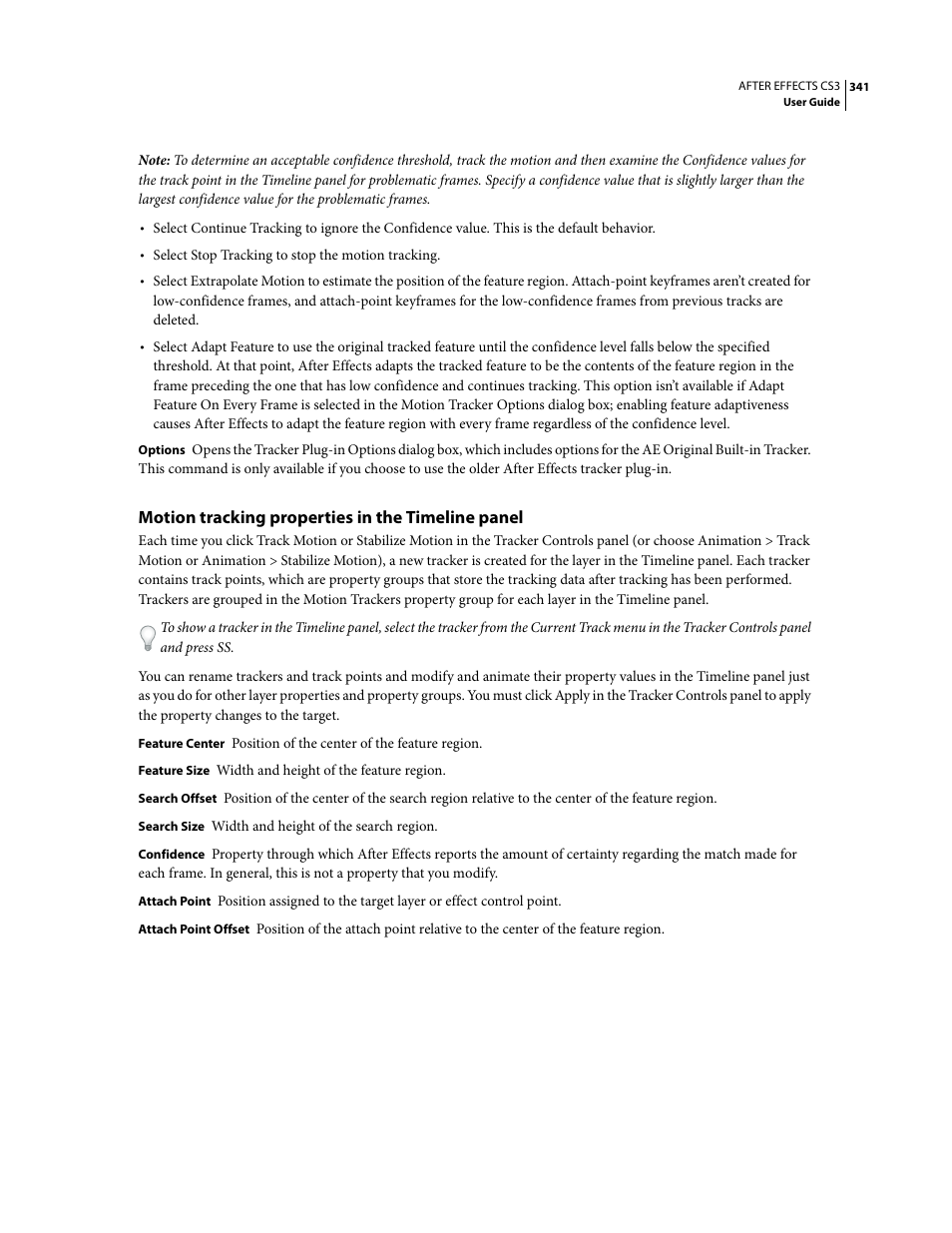 Motion tracking properties in the timeline panel | Adobe After Effects CS3 User Manual | Page 346 / 677