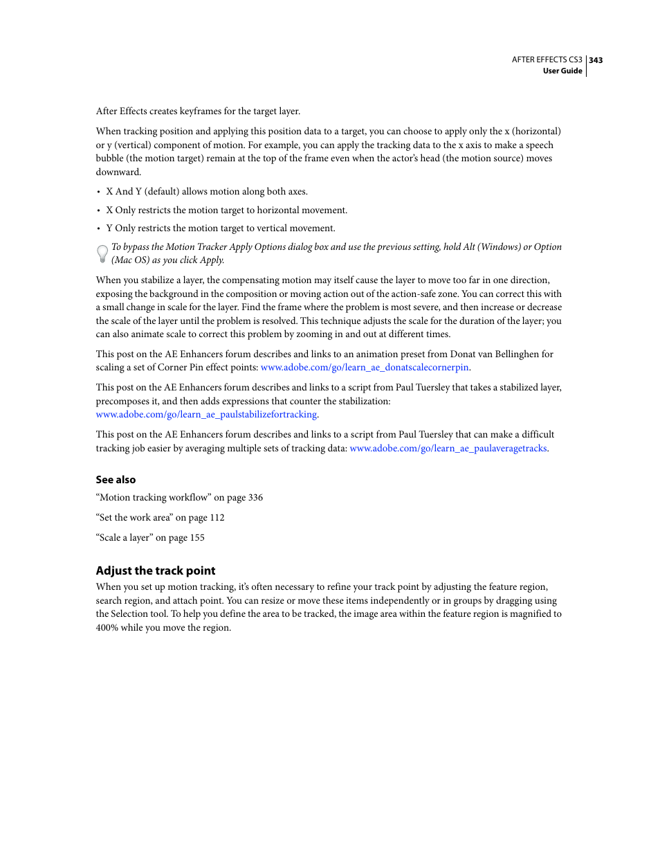 Adjust the track point | Adobe After Effects CS3 User Manual | Page 348 / 677