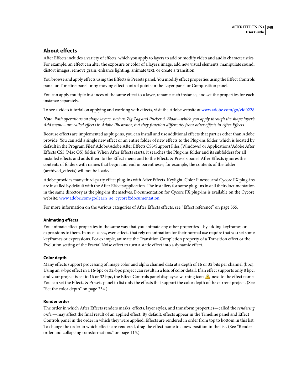 About effects | Adobe After Effects CS3 User Manual | Page 353 / 677