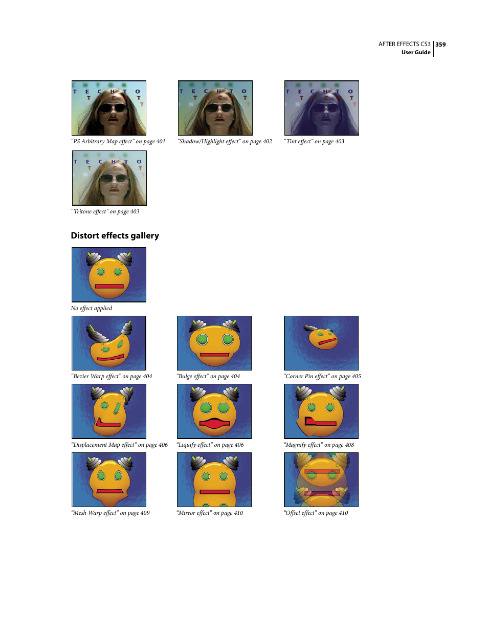Distort effects gallery | Adobe After Effects CS3 User Manual | Page 364 / 677