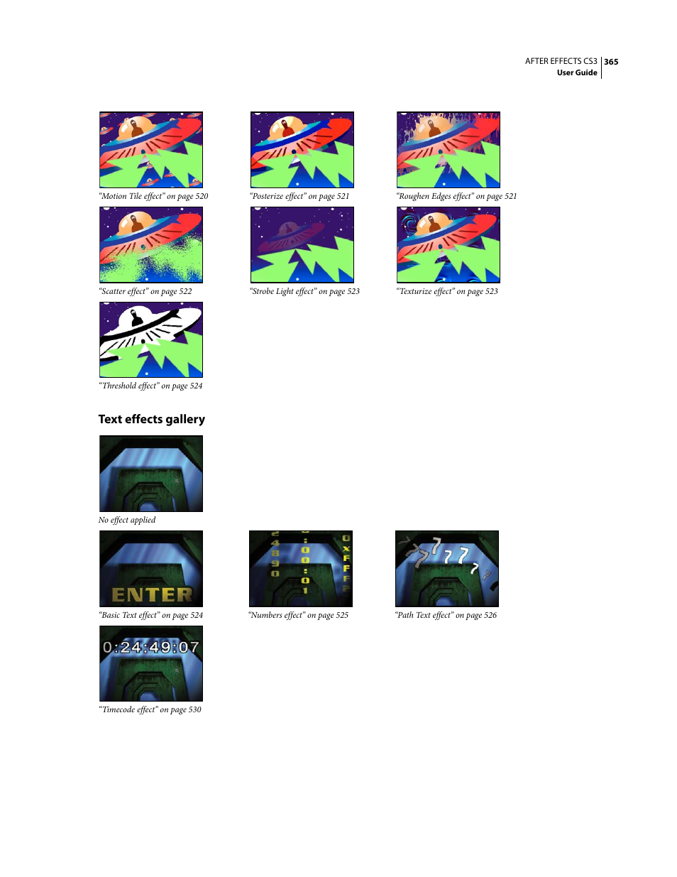Text effects gallery | Adobe After Effects CS3 User Manual | Page 370 / 677