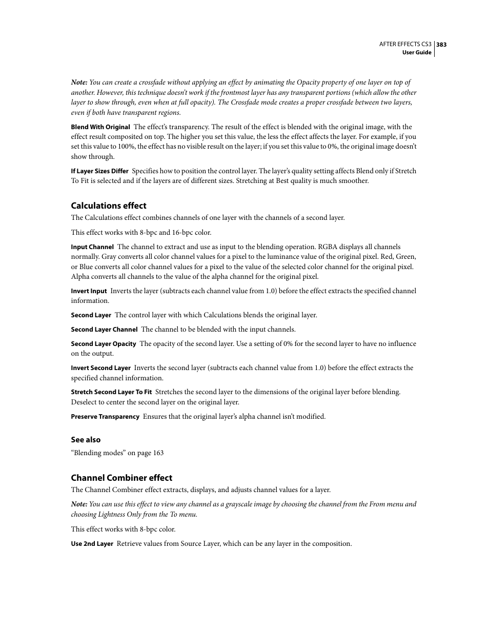 Calculations effect, Channel combiner effect | Adobe After Effects CS3 User Manual | Page 388 / 677