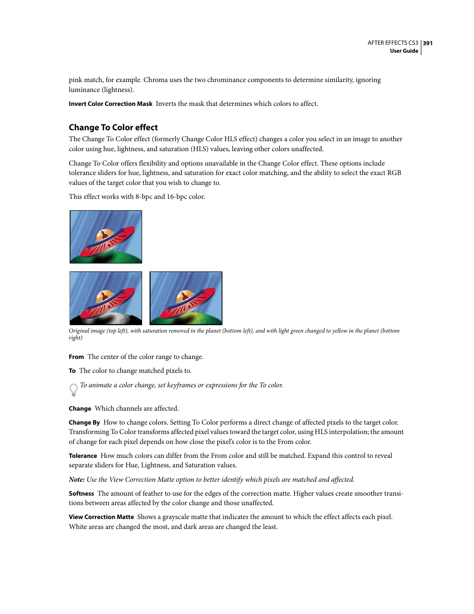 Change to color effect | Adobe After Effects CS3 User Manual | Page 396 / 677