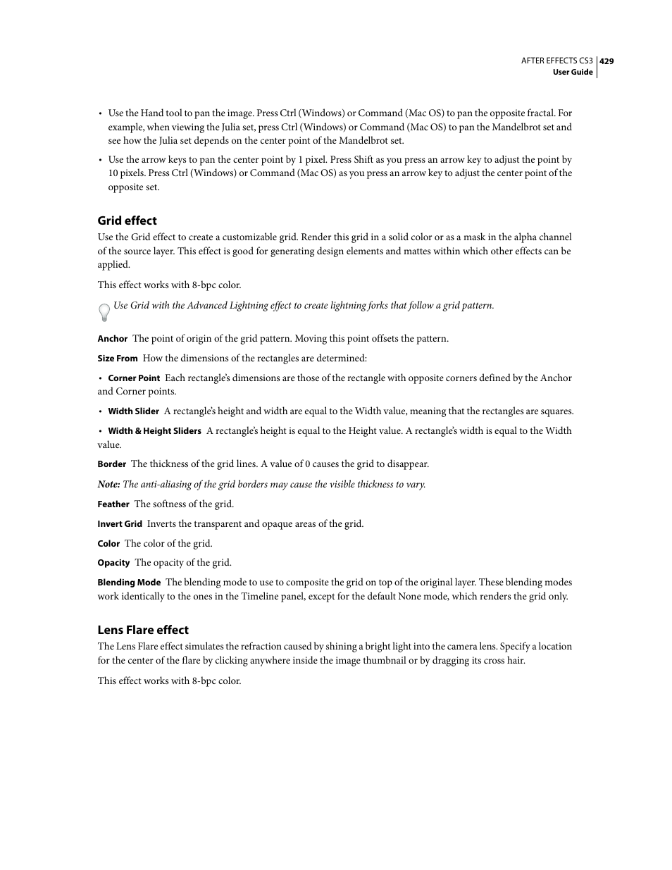 Grid effect, Lens flare effect | Adobe After Effects CS3 User Manual | Page 434 / 677