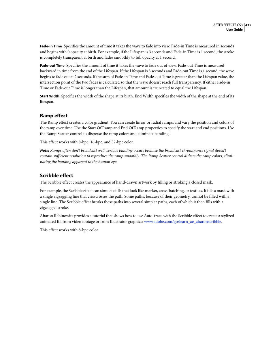 Ramp effect, Scribble effect | Adobe After Effects CS3 User Manual | Page 440 / 677