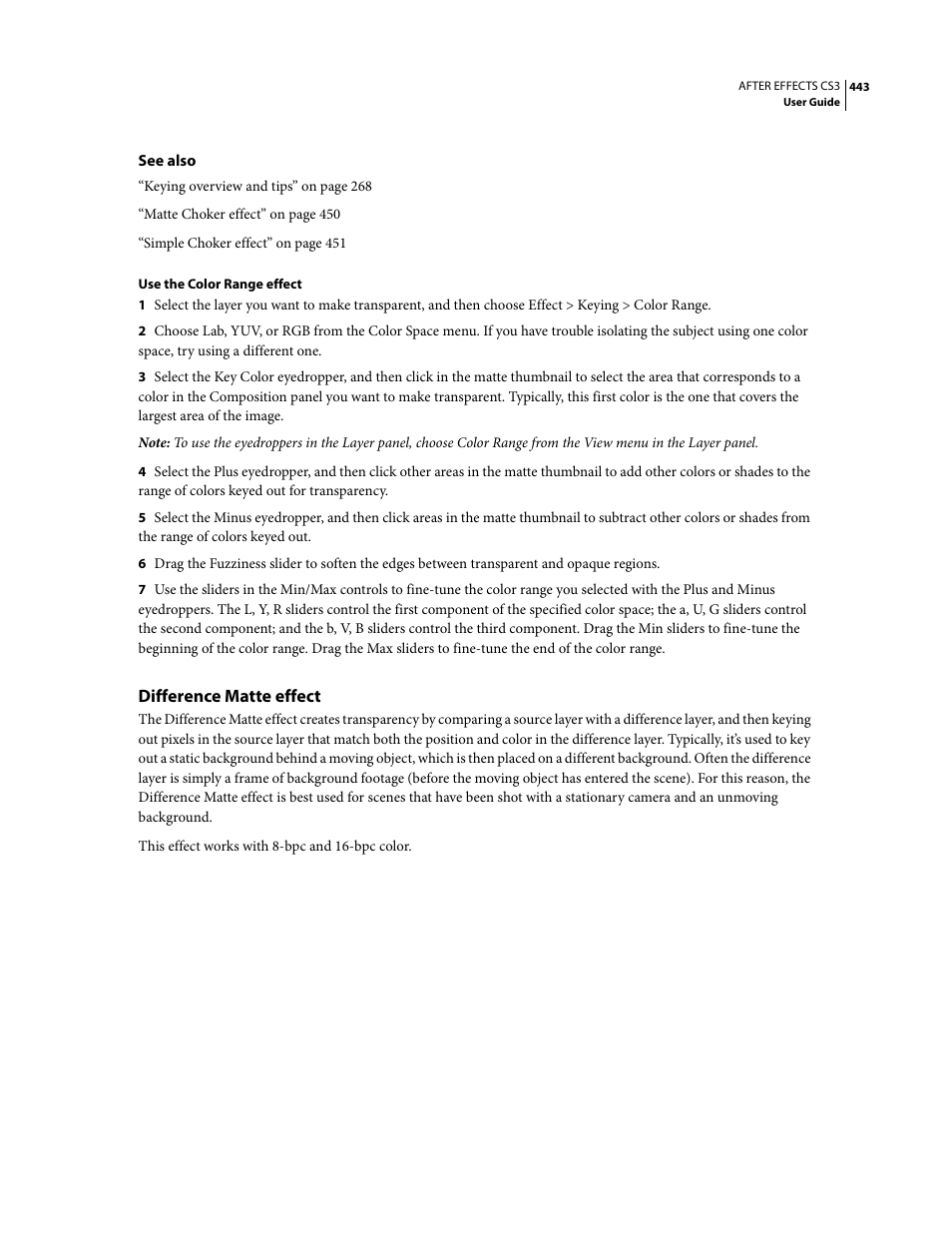 Difference matte effect | Adobe After Effects CS3 User Manual | Page 448 / 677