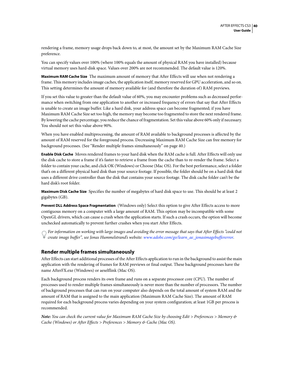 Render multiple frames simultaneously | Adobe After Effects CS3 User Manual | Page 45 / 677