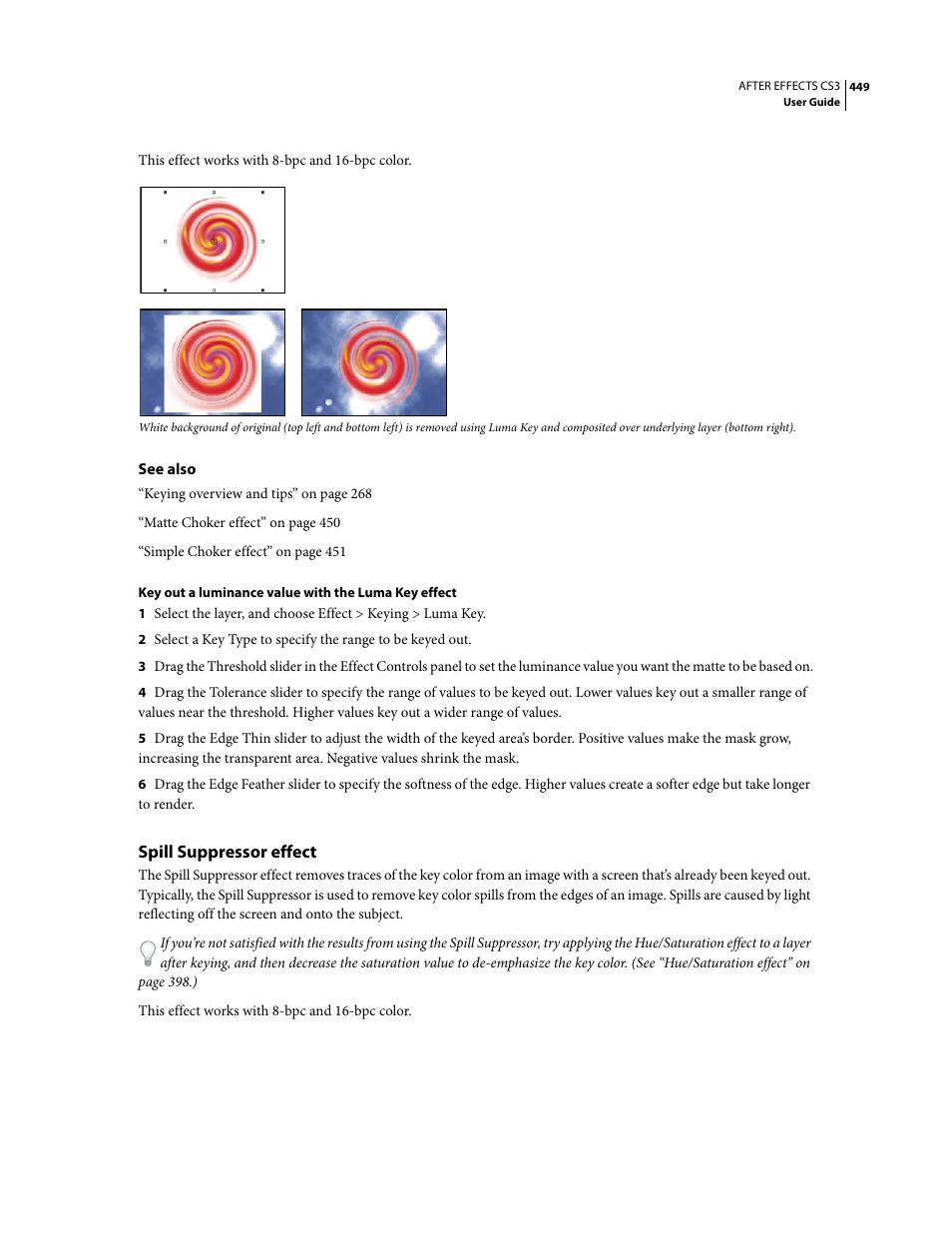 Spill suppressor effect | Adobe After Effects CS3 User Manual | Page 454 / 677