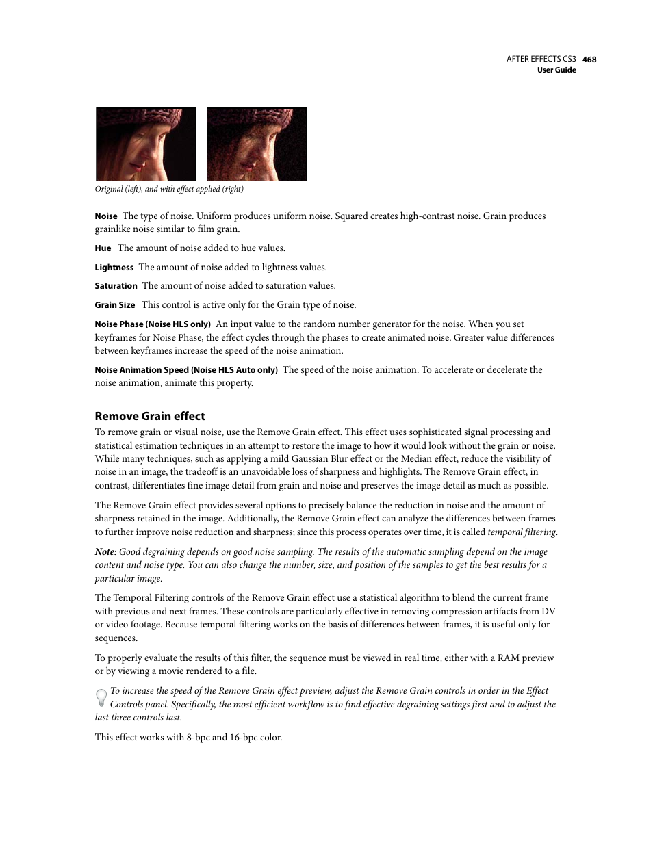 Remove grain effect | Adobe After Effects CS3 User Manual | Page 473 / 677