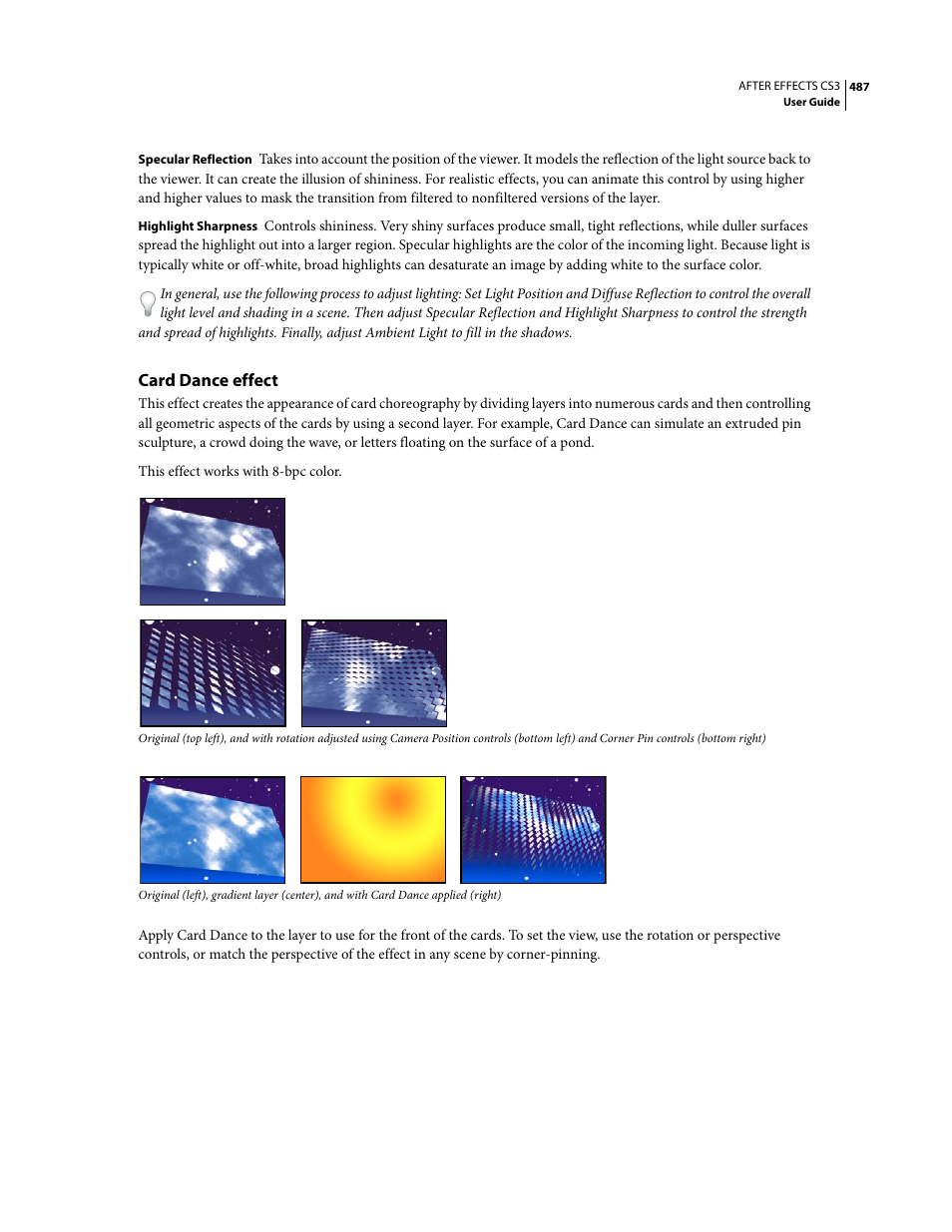 Card dance effect | Adobe After Effects CS3 User Manual | Page 492 / 677