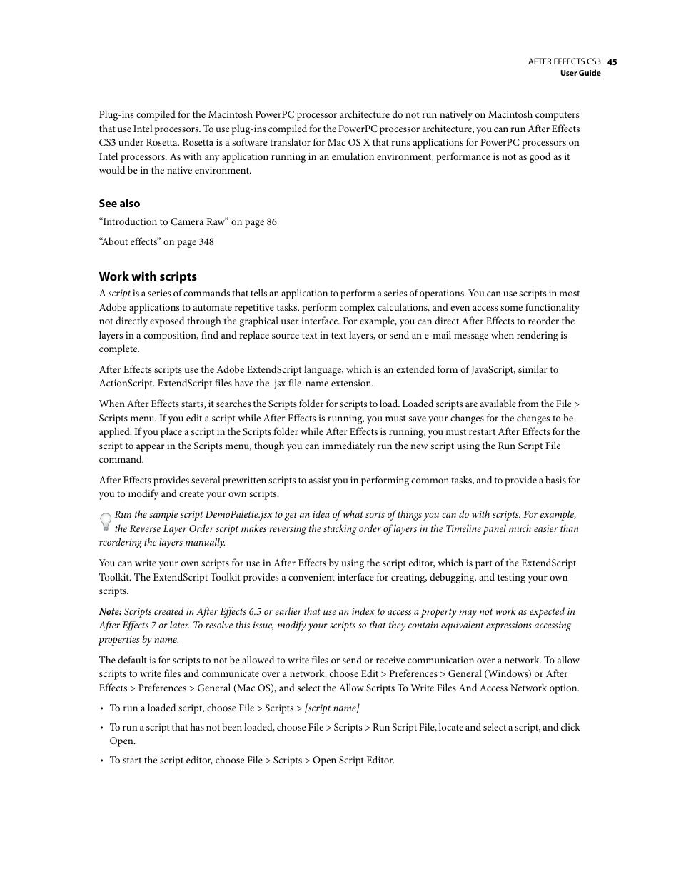 Work with scripts | Adobe After Effects CS3 User Manual | Page 50 / 677