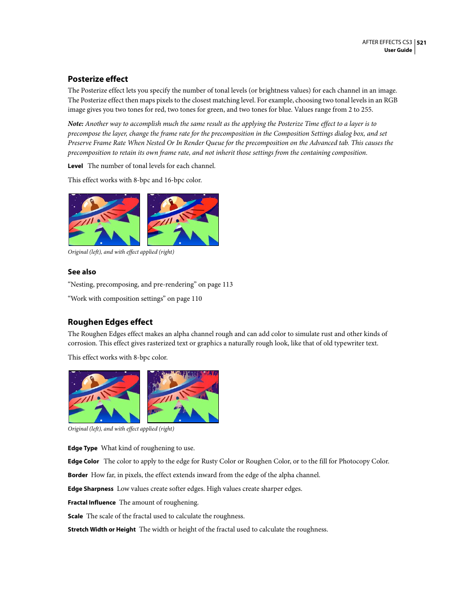 Posterize effect, Roughen edges effect | Adobe After Effects CS3 User Manual | Page 526 / 677