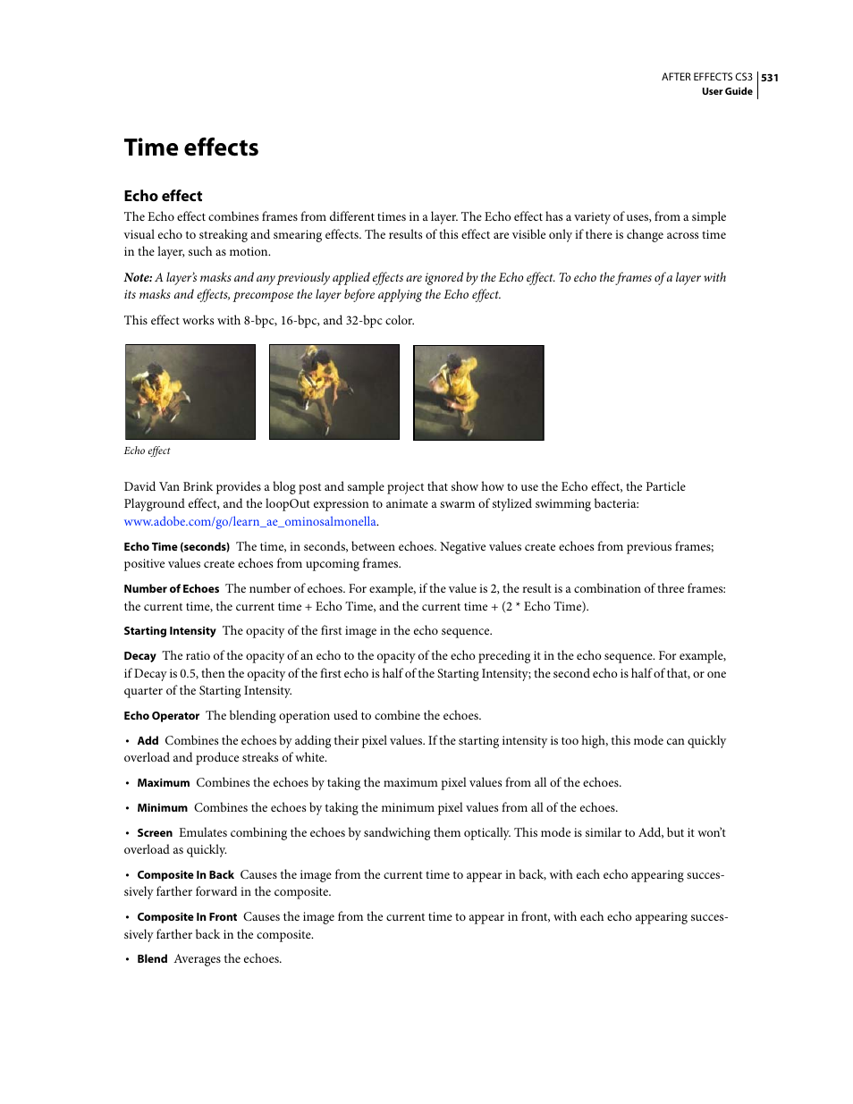 Time effects, Echo effect | Adobe After Effects CS3 User Manual | Page 536 / 677