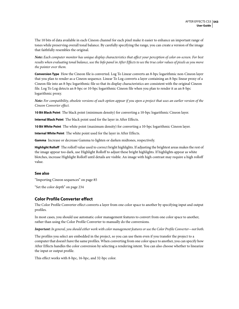 Color profile converter effect | Adobe After Effects CS3 User Manual | Page 548 / 677