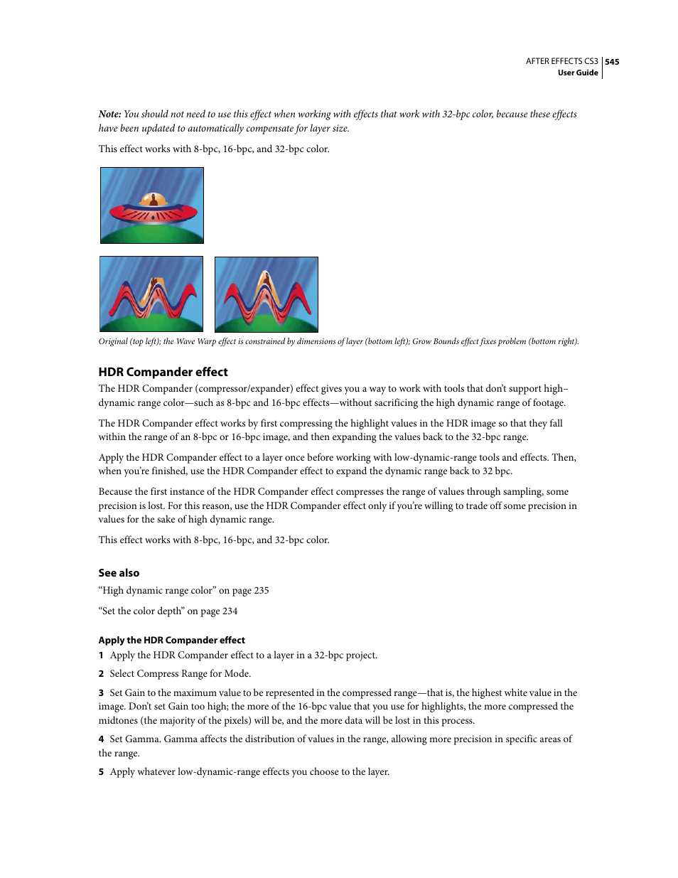 Hdr compander effect | Adobe After Effects CS3 User Manual | Page 550 / 677