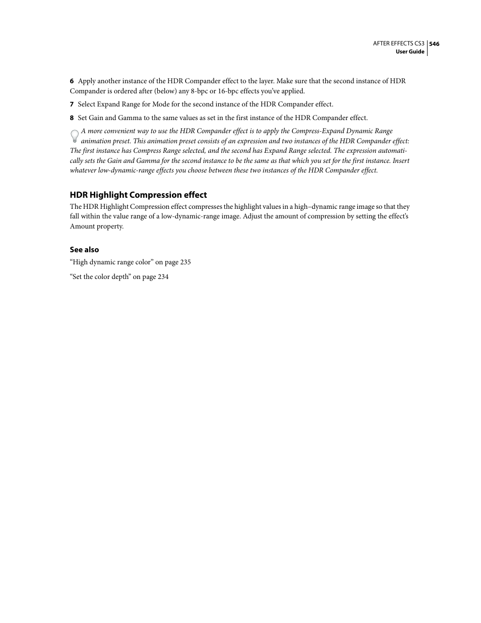 Hdr highlight compression effect | Adobe After Effects CS3 User Manual | Page 551 / 677
