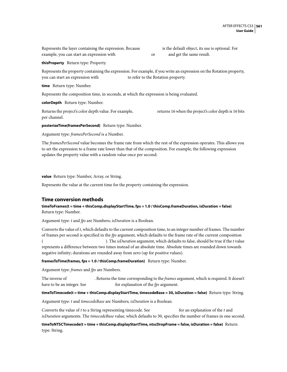 Time conversion methods | Adobe After Effects CS3 User Manual | Page 566 / 677