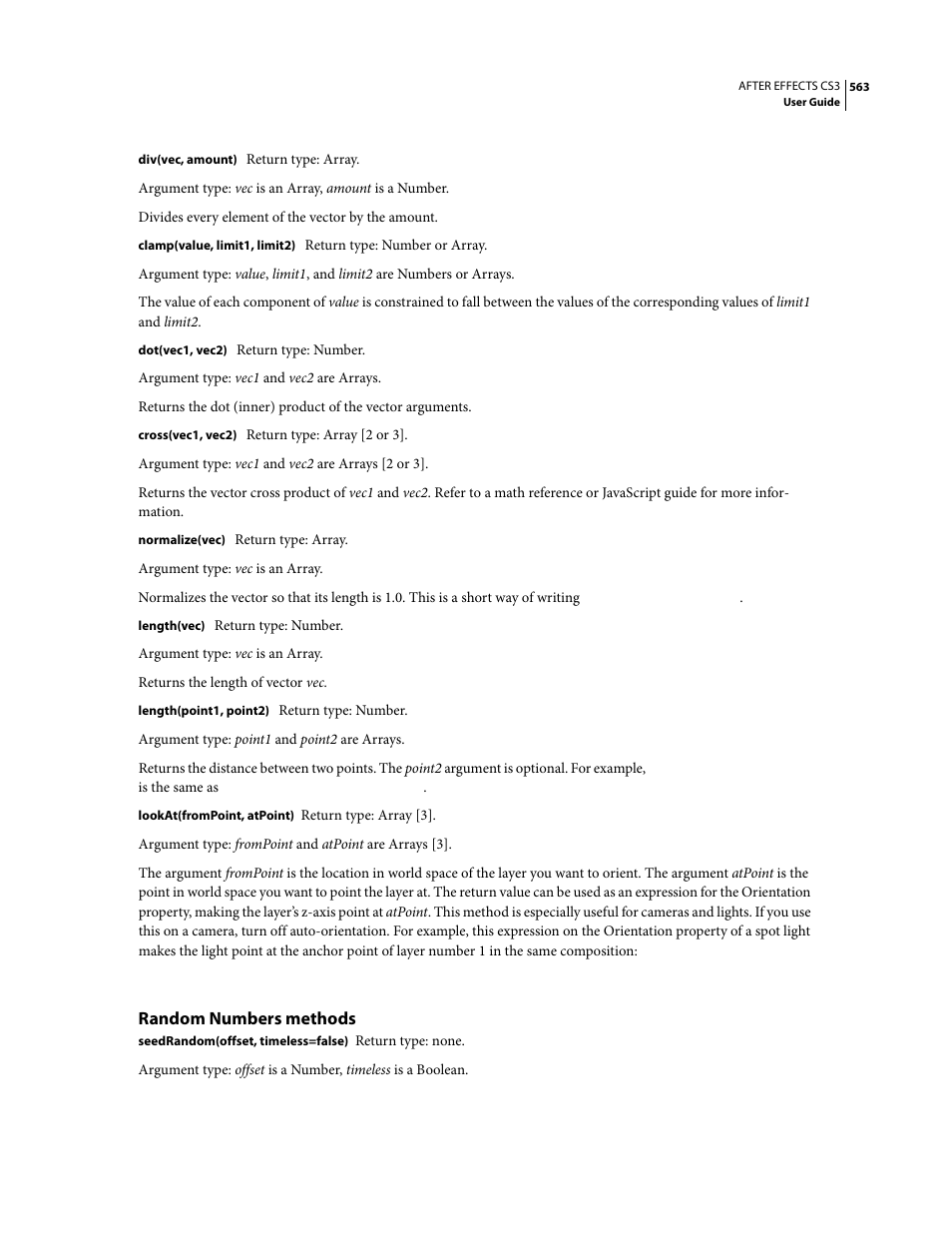 Random numbers methods | Adobe After Effects CS3 User Manual | Page 568 / 677