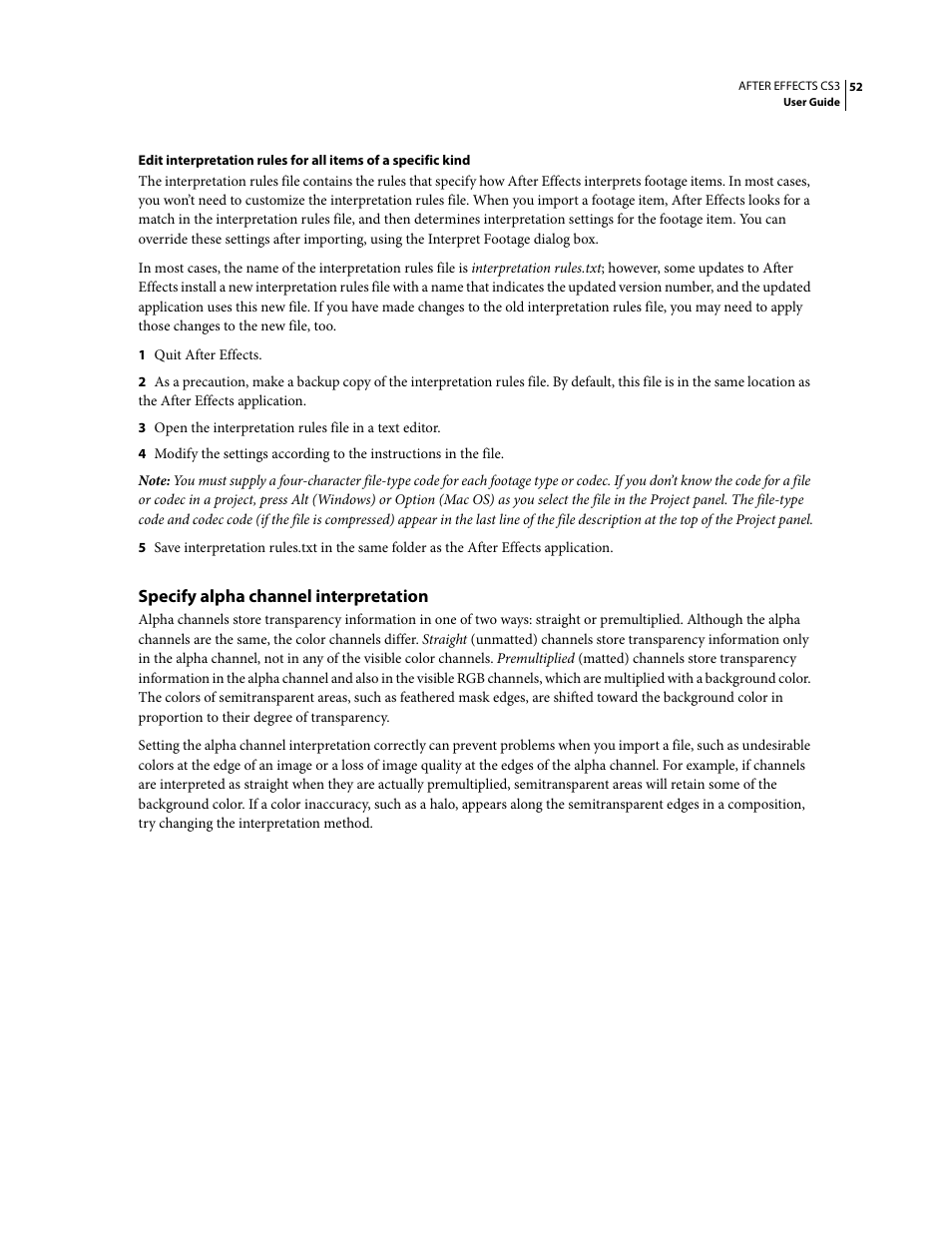 Specify alpha channel interpretation | Adobe After Effects CS3 User Manual | Page 57 / 677