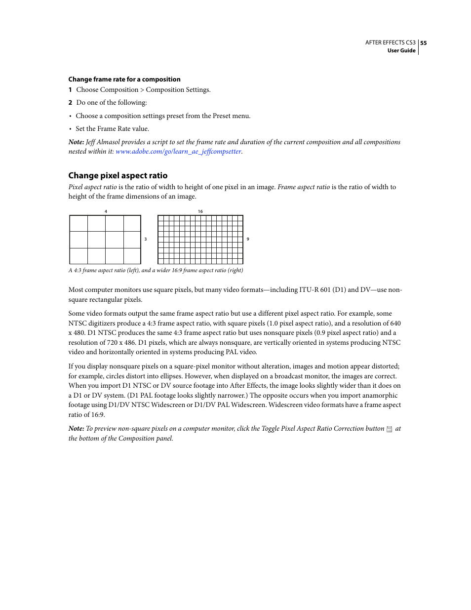 Change pixel aspect ratio | Adobe After Effects CS3 User Manual | Page 60 / 677