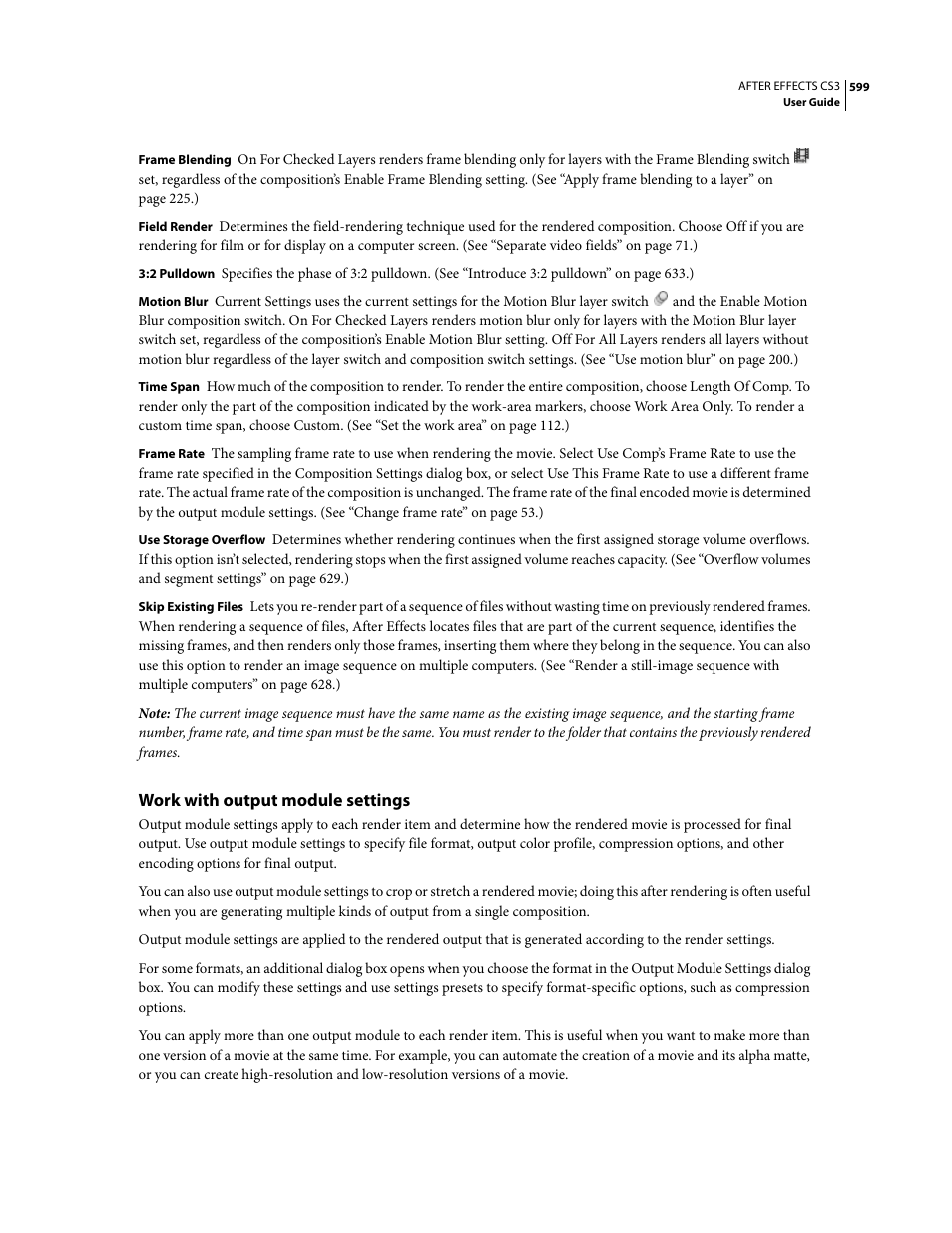Work with output module settings | Adobe After Effects CS3 User Manual | Page 604 / 677