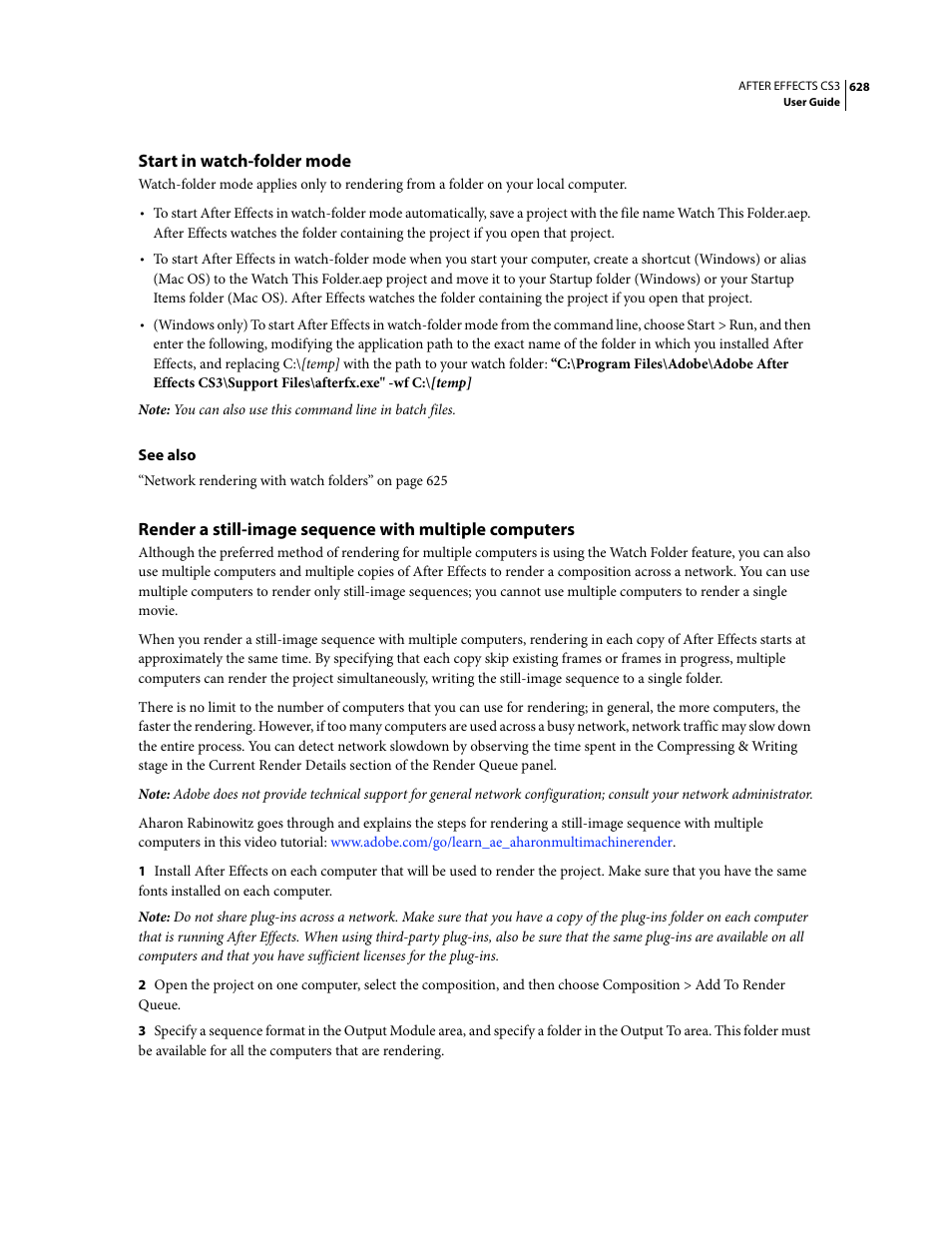 Start in watch-folder mode | Adobe After Effects CS3 User Manual | Page 633 / 677