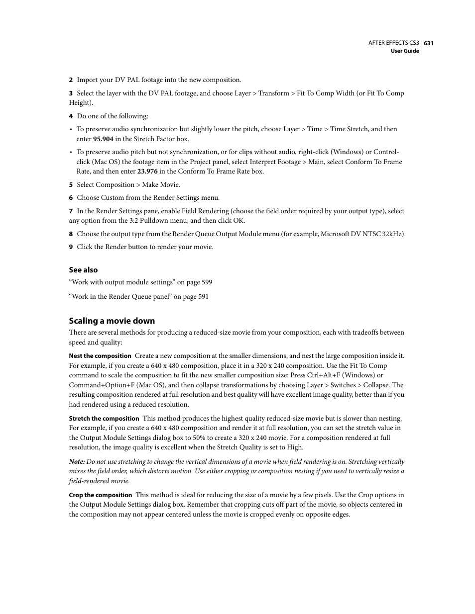 Scaling a movie down | Adobe After Effects CS3 User Manual | Page 636 / 677