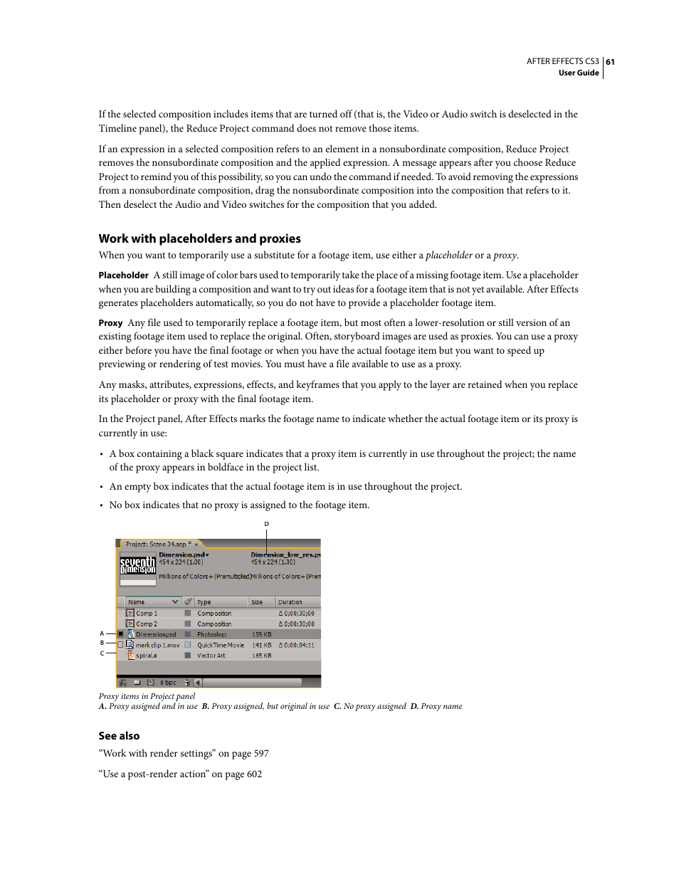 Work with placeholders and proxies | Adobe After Effects CS3 User Manual | Page 66 / 677