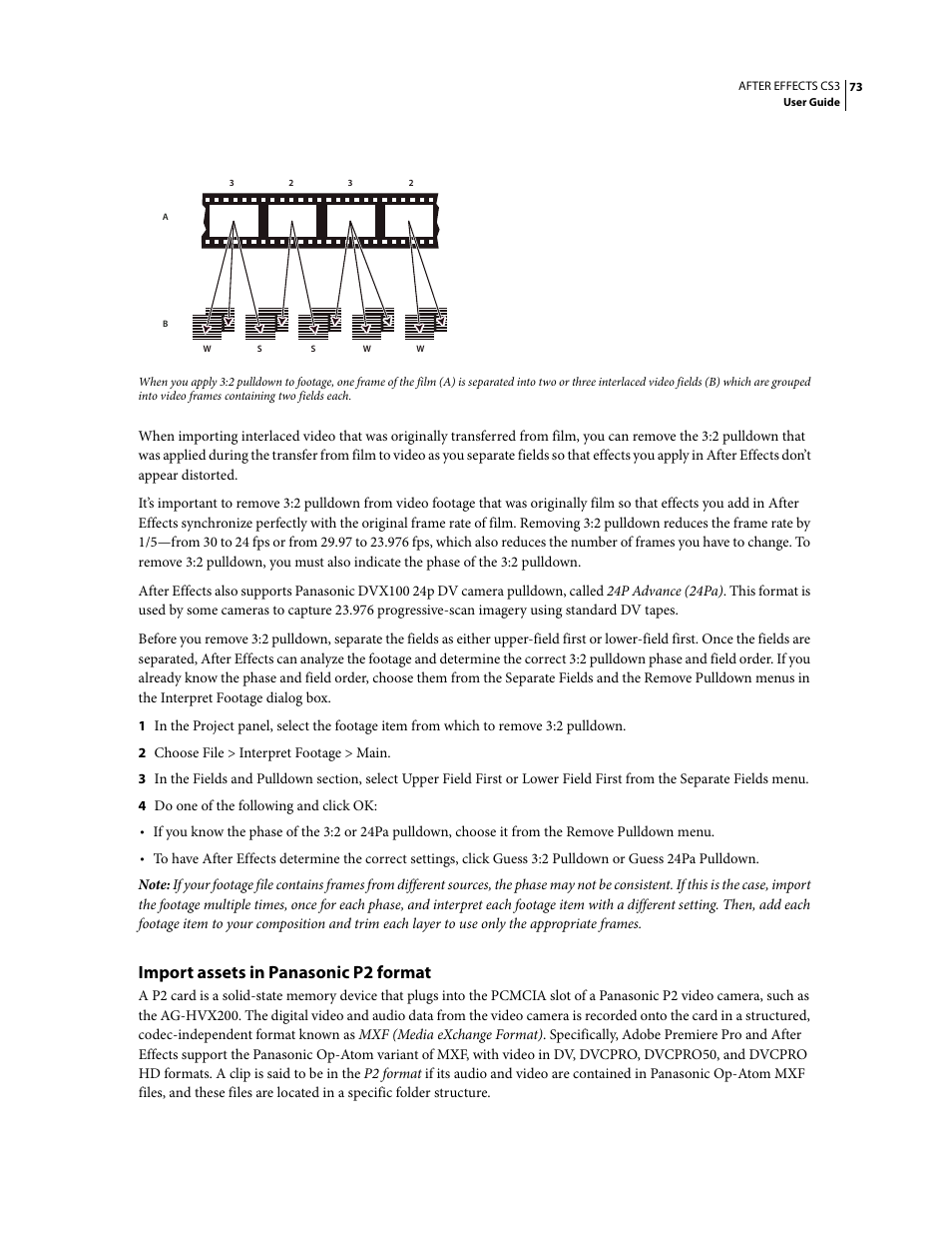 Import assets in panasonic p2 format | Adobe After Effects CS3 User Manual | Page 78 / 677