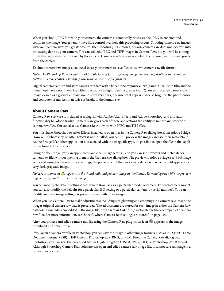 About camera raw | Adobe After Effects CS3 User Manual | Page 92 / 677