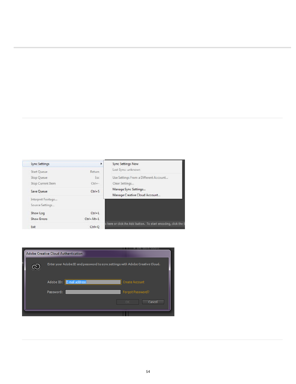 Sync settings | Adobe Media Encoder User Manual | Page 56 / 77