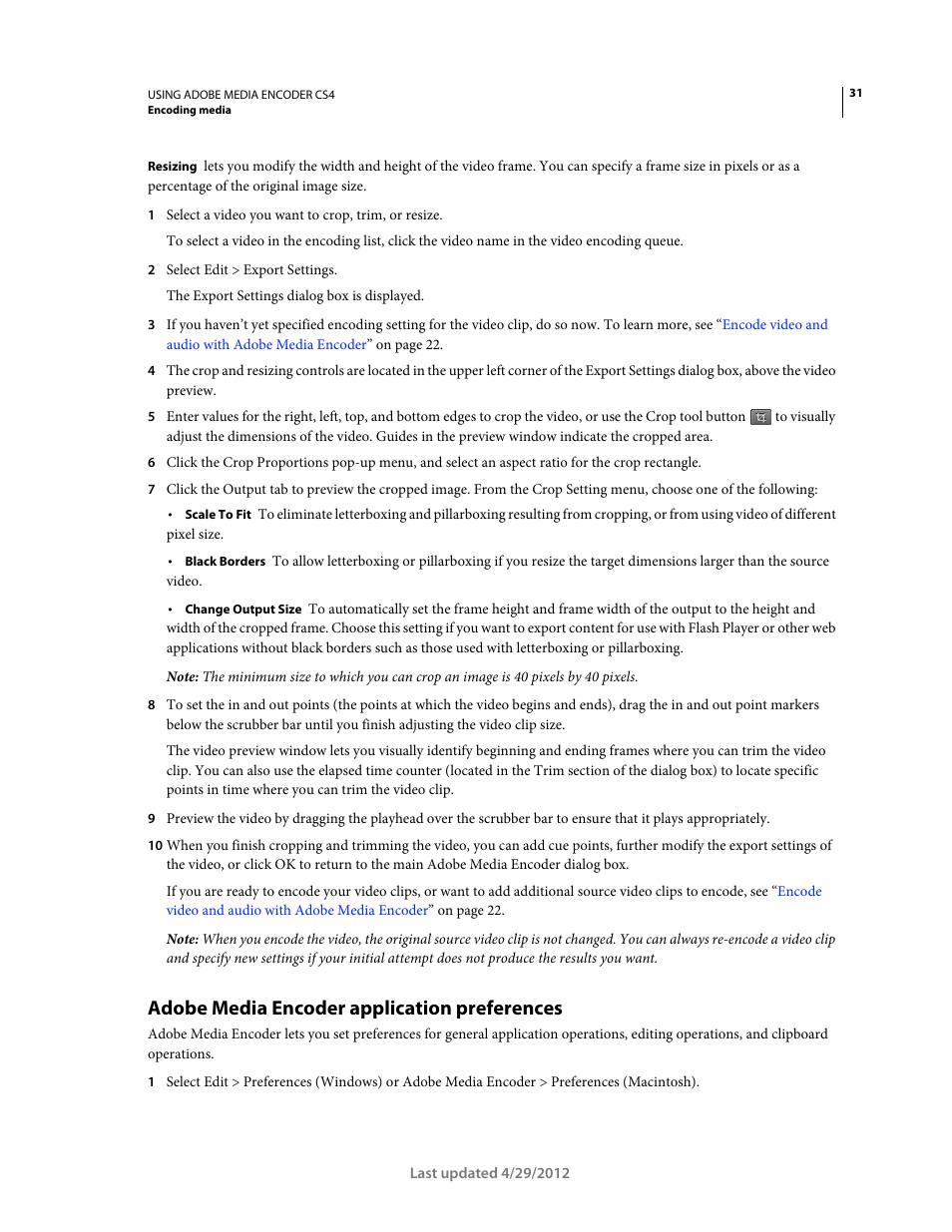 Adobe media encoder application preferences | Adobe Media Encoder CS4 User Manual | Page 34 / 45