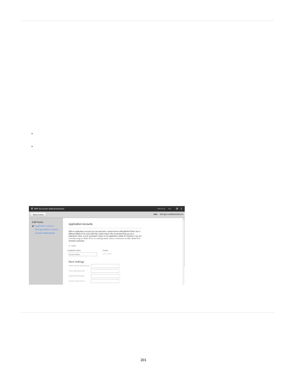 Application account settings | Adobe Digital Publishing Suite User Manual | Page 204 / 222