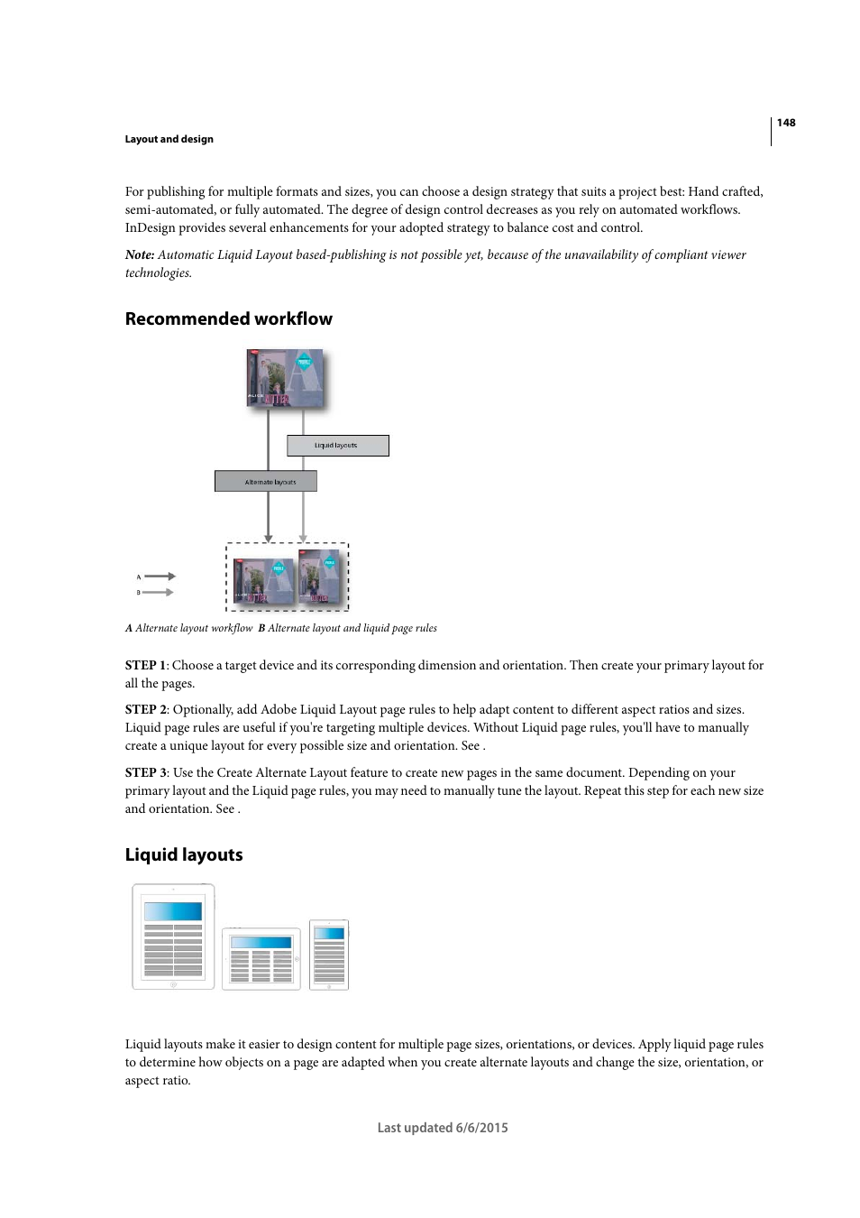 Recommended workflow, Liquid layouts | Adobe InDesign CC 2015 User Manual | Page 153 / 643