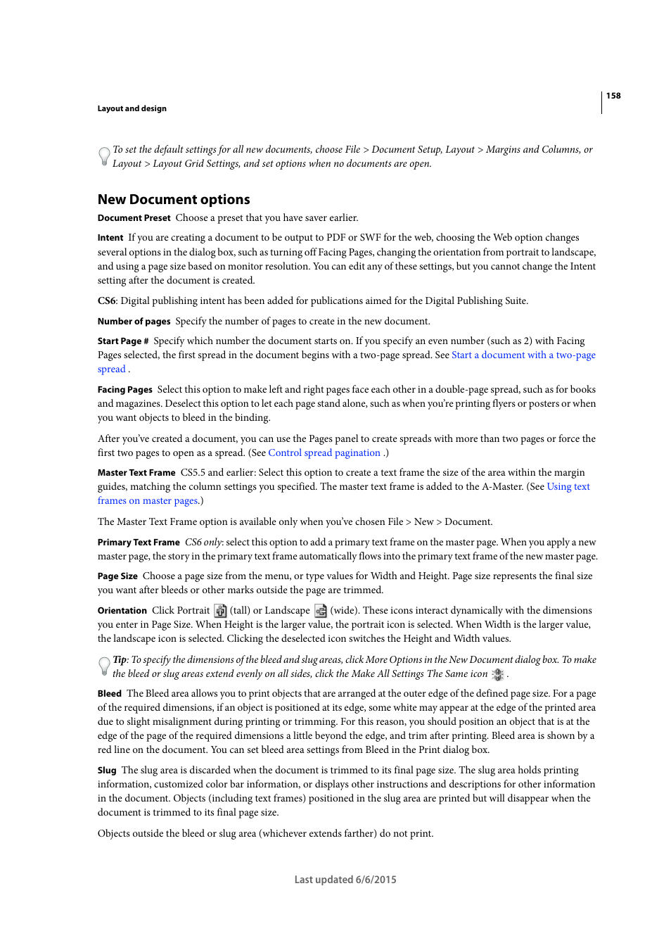 New document options | Adobe InDesign CC 2015 User Manual | Page 163 / 643