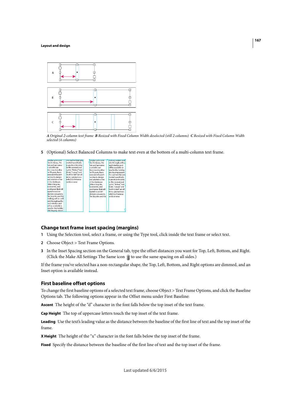 Change text frame inset spacing (margins), First baseline offset options | Adobe InDesign CC 2015 User Manual | Page 172 / 643