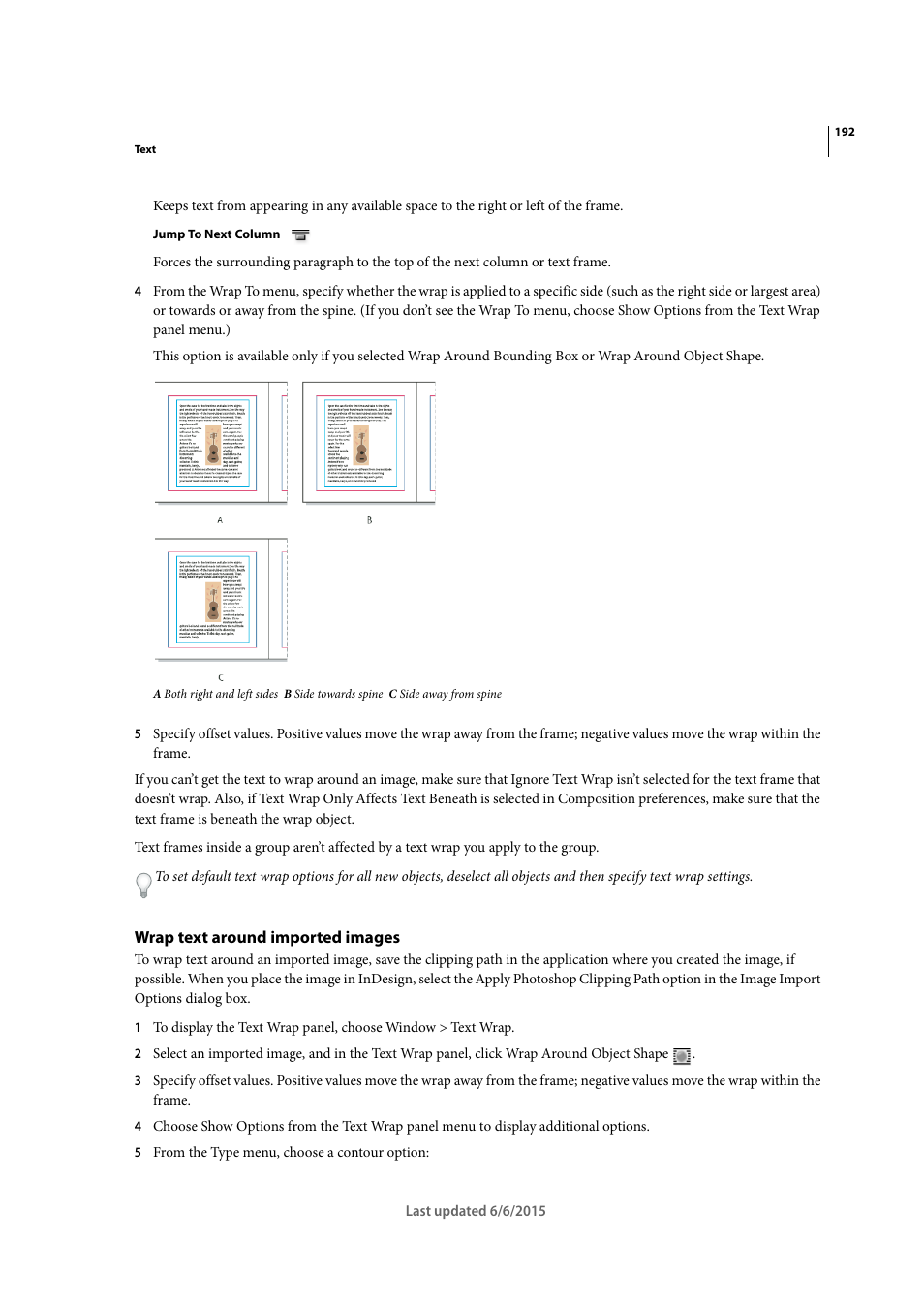 Wrap text around imported images | Adobe InDesign CC 2015 User Manual | Page 197 / 643