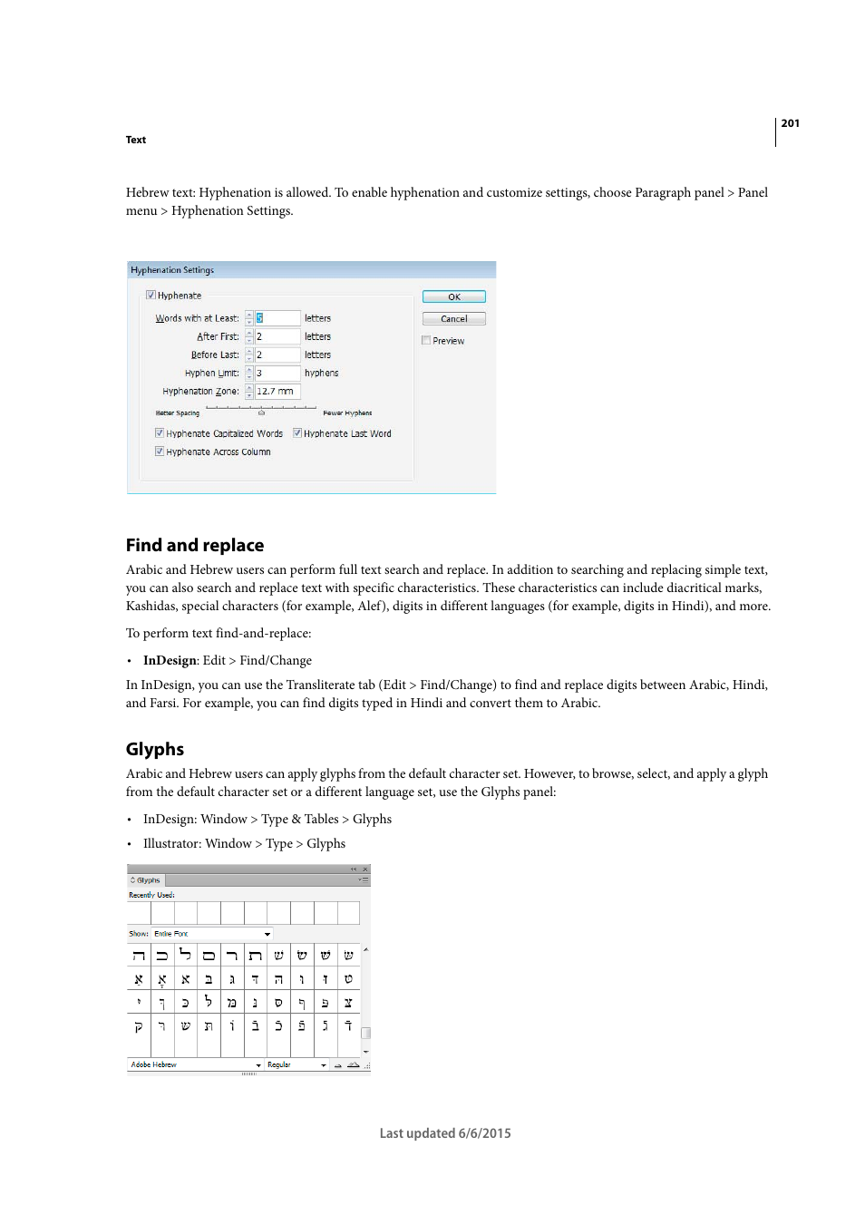 Find and replace, Glyphs | Adobe InDesign CC 2015 User Manual | Page 206 / 643