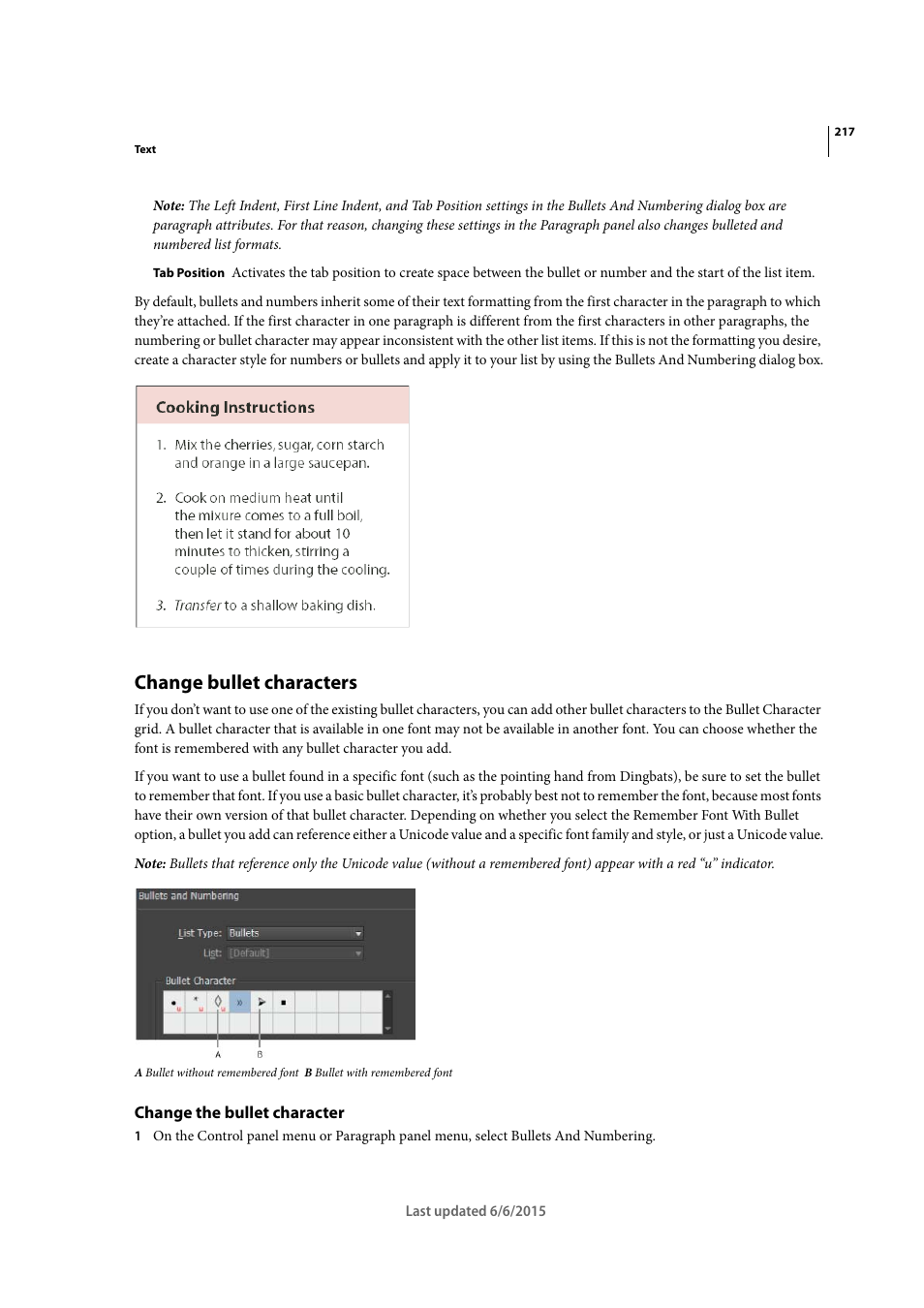 Change bullet characters, Change the bullet character | Adobe InDesign CC 2015 User Manual | Page 222 / 643