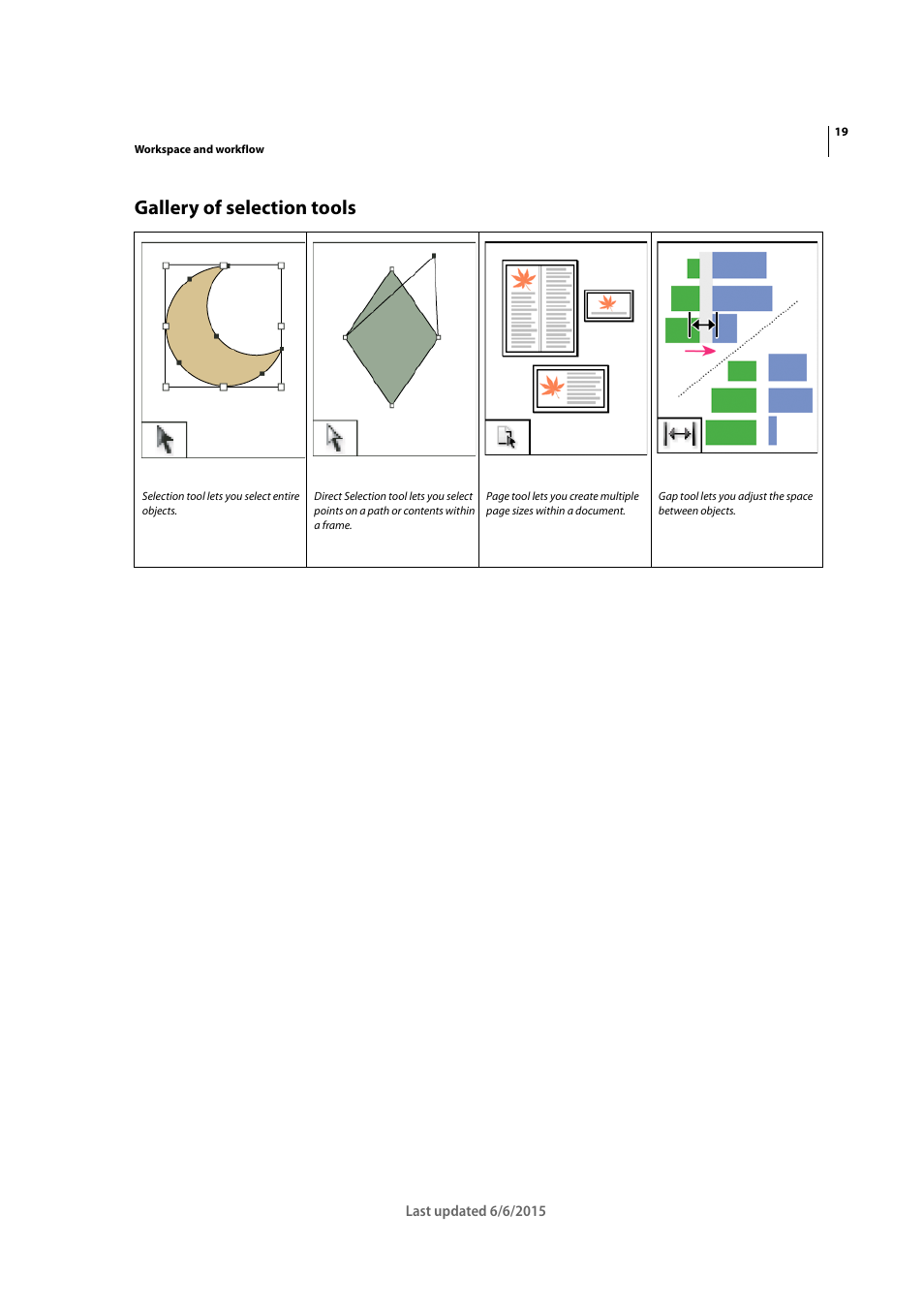 Gallery of selection tools | Adobe InDesign CC 2015 User Manual | Page 26 / 643