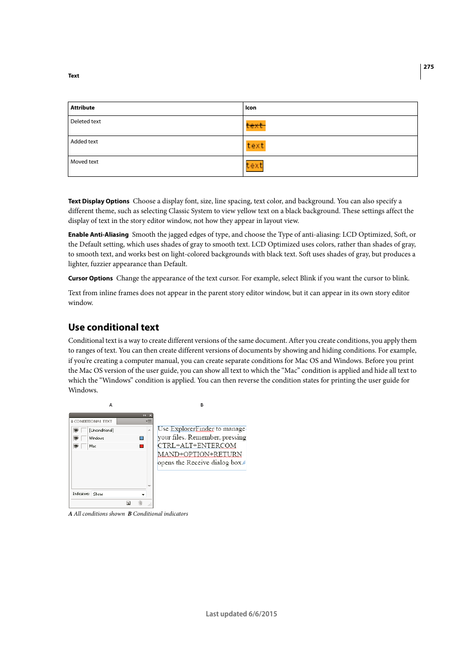 Use conditional text | Adobe InDesign CC 2015 User Manual | Page 280 / 643