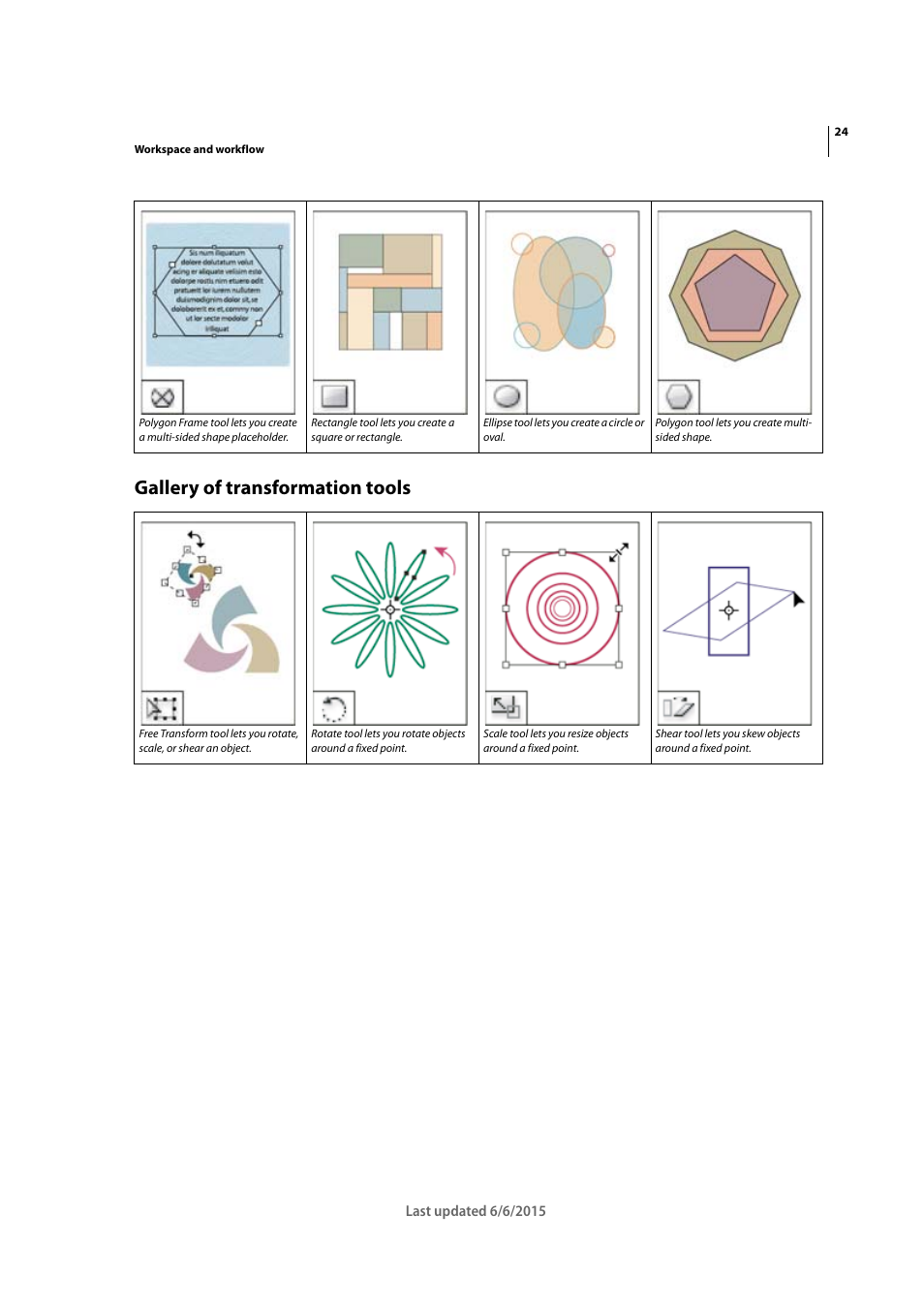 Gallery of transformation tools | Adobe InDesign CC 2015 User Manual | Page 29 / 643