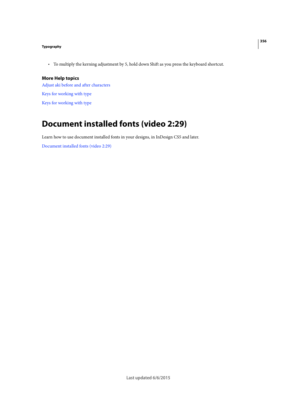 Document installed fonts (video 2:29) | Adobe InDesign CC 2015 User Manual | Page 361 / 643