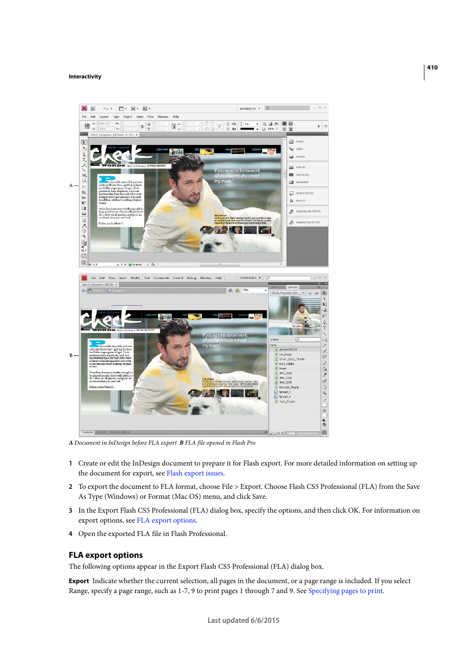 Fla export options | Adobe InDesign CC 2015 User Manual | Page 415 / 643