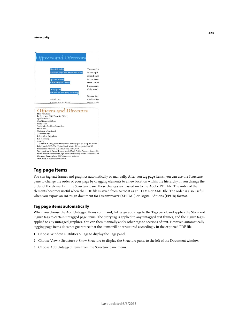 Tag page items | Adobe InDesign CC 2015 User Manual | Page 428 / 643