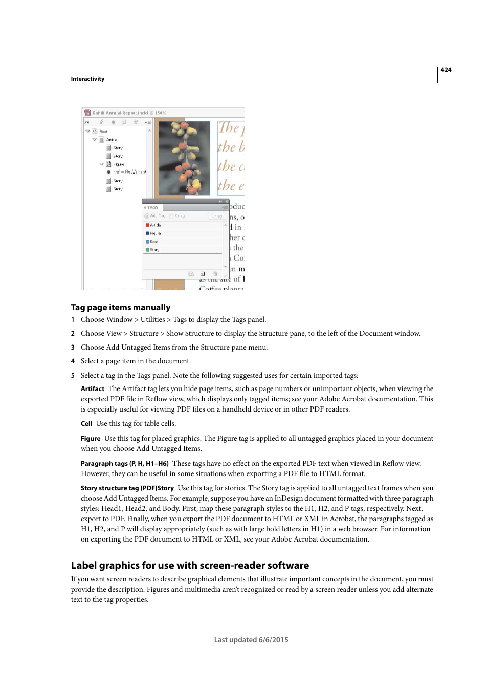 Label graphics for use with screen-reader software | Adobe InDesign CC 2015 User Manual | Page 429 / 643