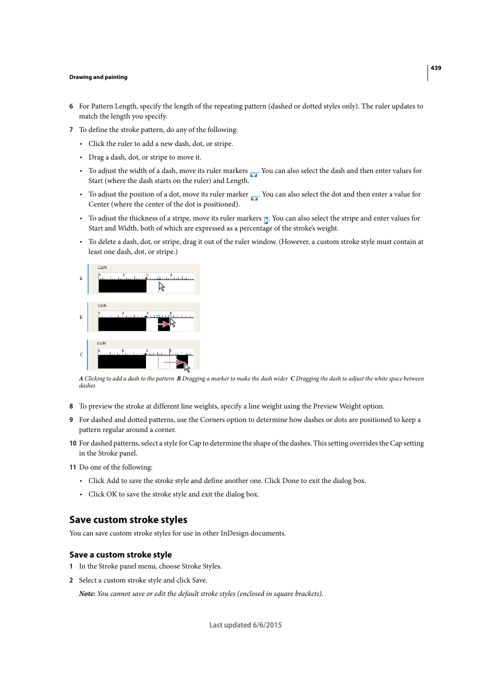 Save custom stroke styles, Save a custom stroke style | Adobe InDesign CC 2015 User Manual | Page 444 / 643