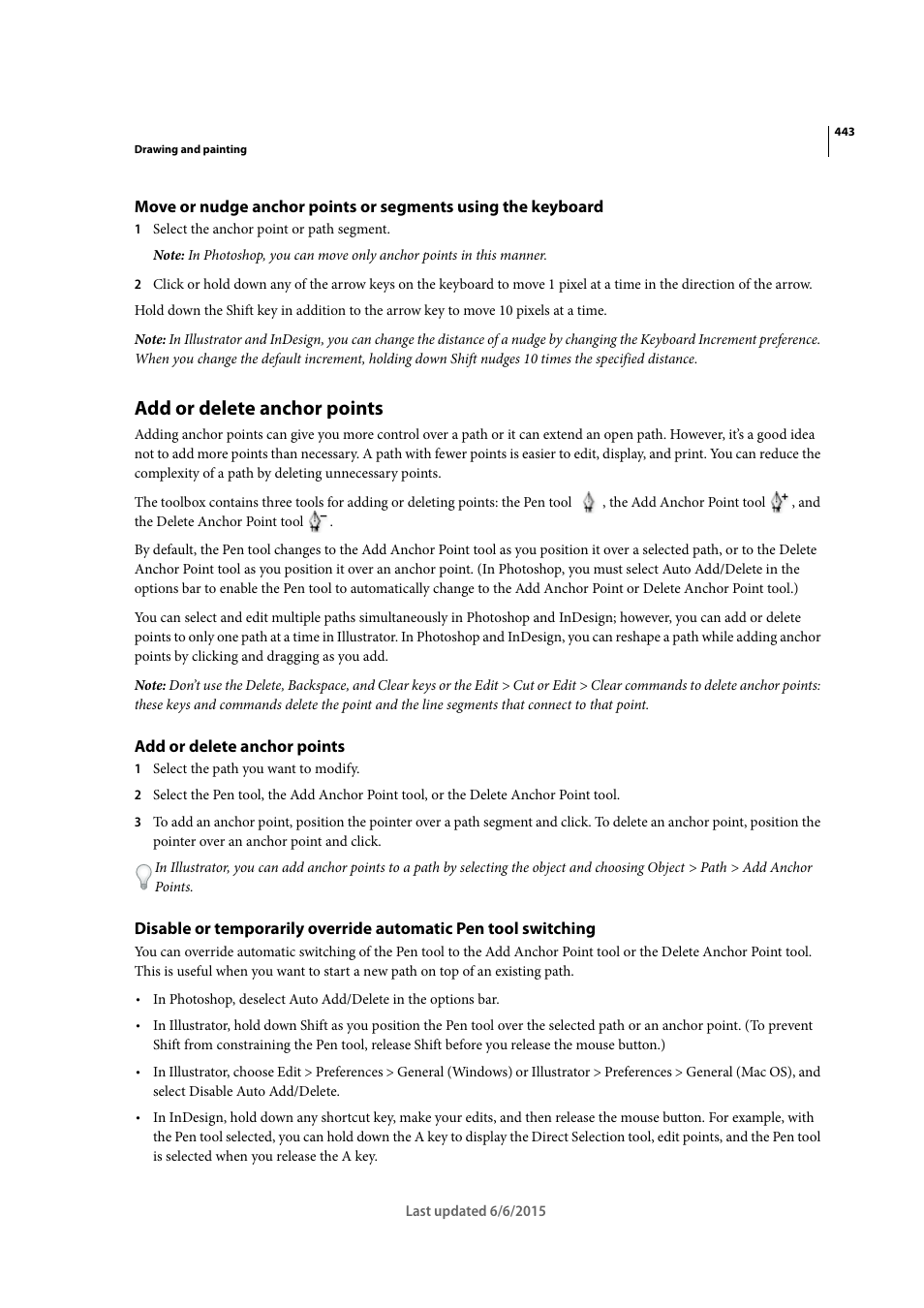 Add or delete anchor points | Adobe InDesign CC 2015 User Manual | Page 448 / 643