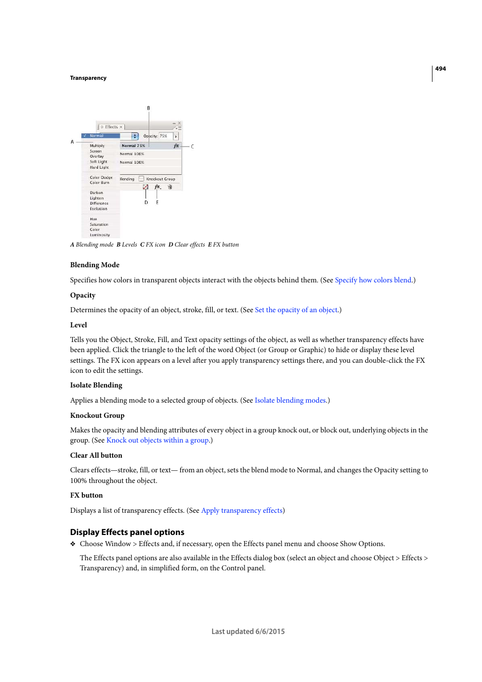 Display effects panel options | Adobe InDesign CC 2015 User Manual | Page 499 / 643