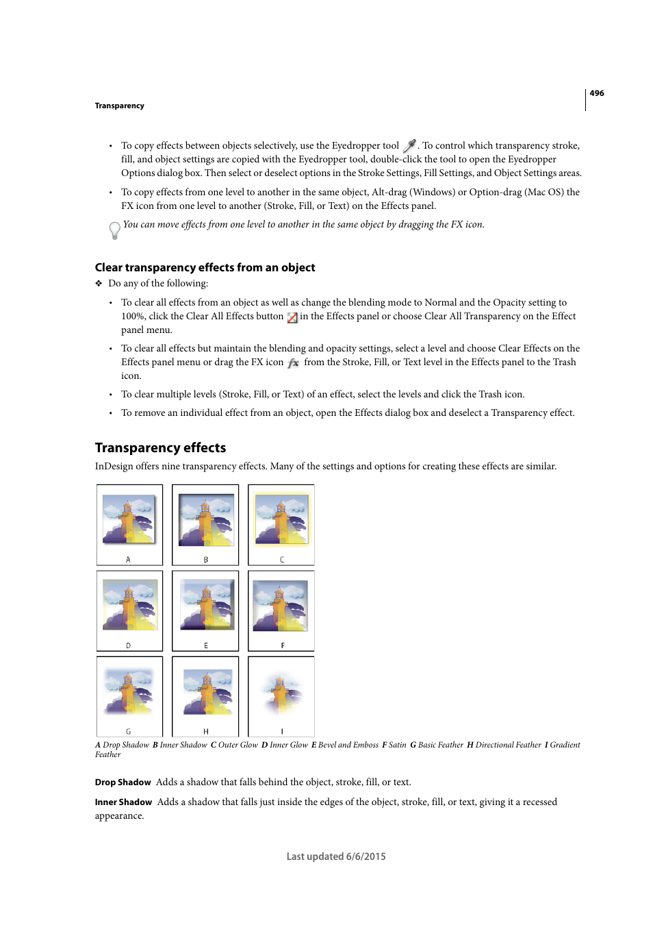 Clear transparency effects from an object, Transparency effects | Adobe InDesign CC 2015 User Manual | Page 501 / 643